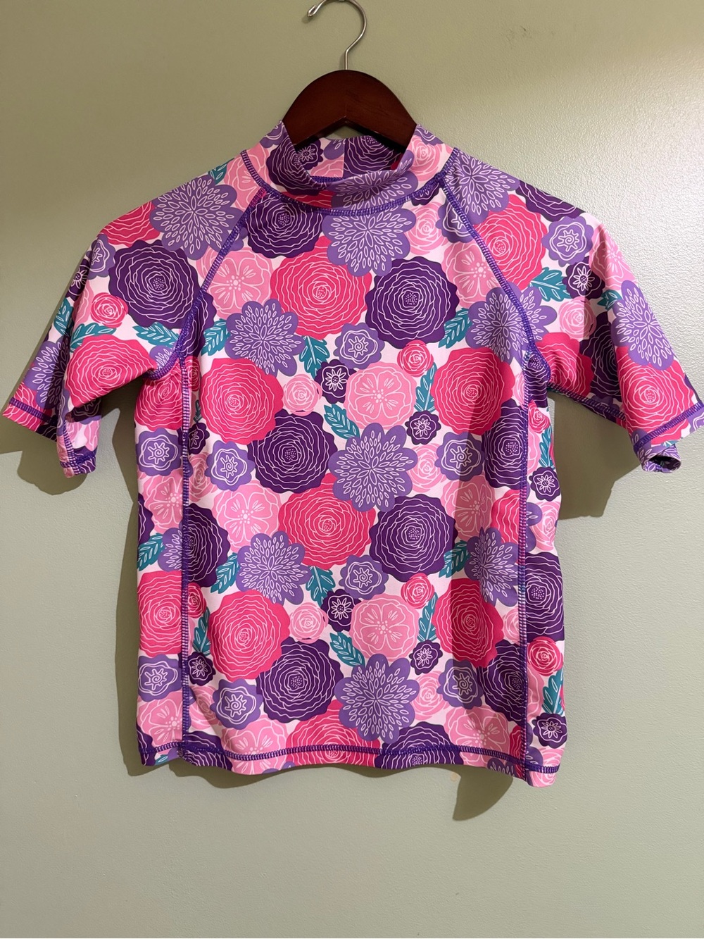 UV Skinz Floral Rash Guard Swim Shirt Girls 14